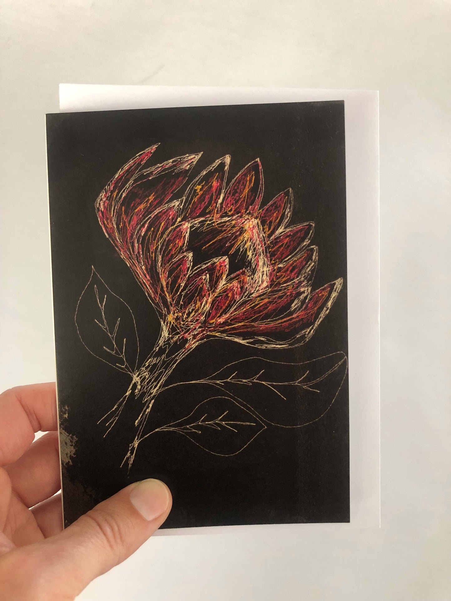 A5 Charcoal Protea Greeting Card (Blank inside)