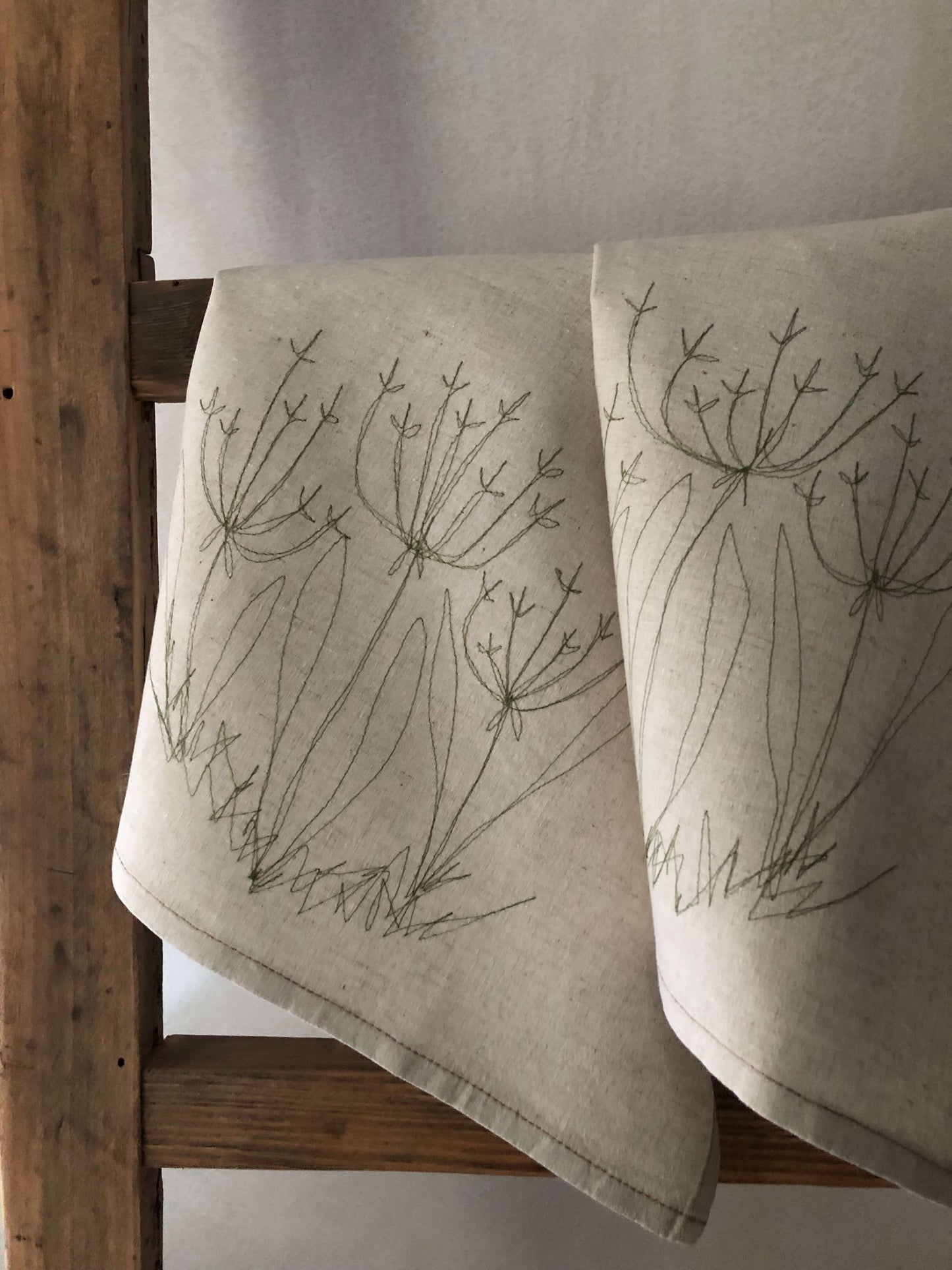 Hemp Fennel Flower Tea Towel / Hand Towel