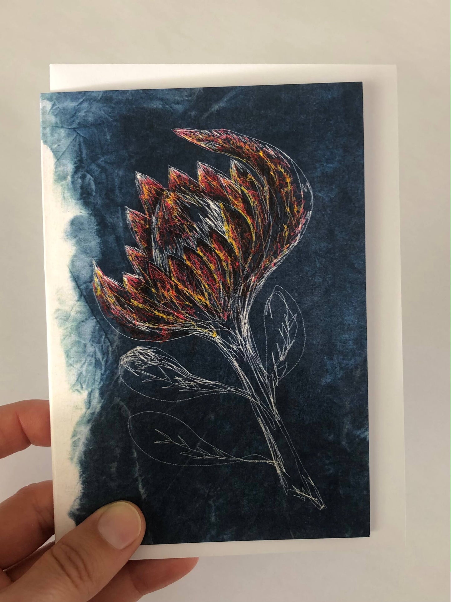 A5 Large Petalled Protea Greeting Card (Blank inside)