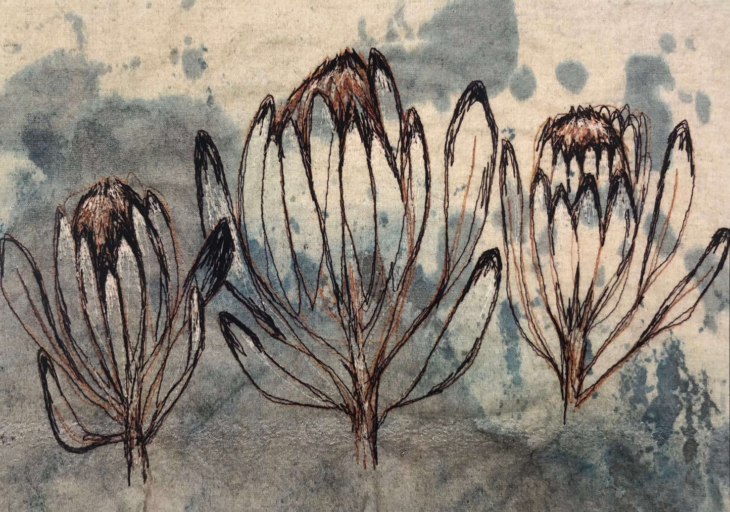 A5 Three Protea Greeting Card (Blank inside)