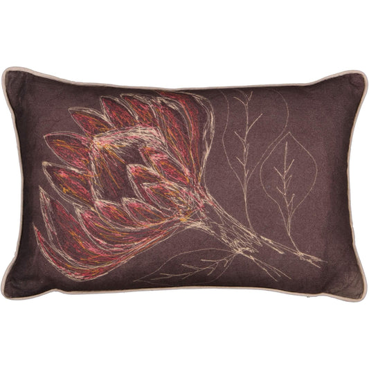 Charcoal King Protea Cushion Cover (Printed) - threads that bind us