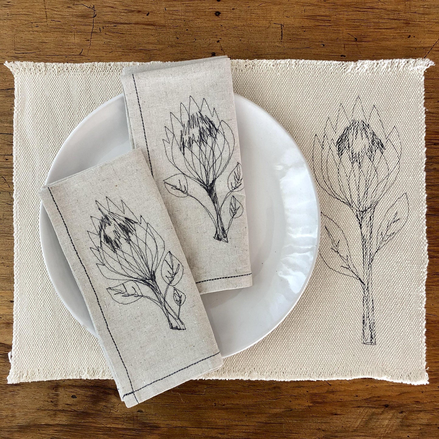 Hemp Protea Napkins (set of 4) - threads that bind us