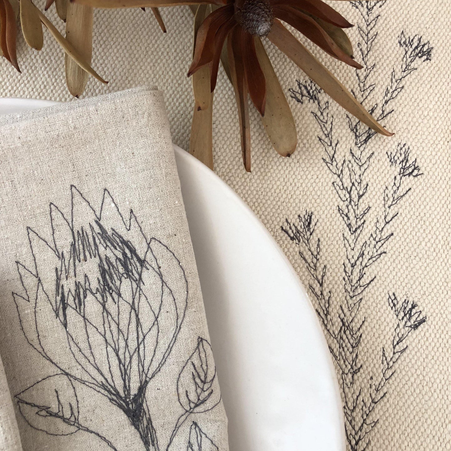 Hemp Protea Napkins (set of 4) - threads that bind us