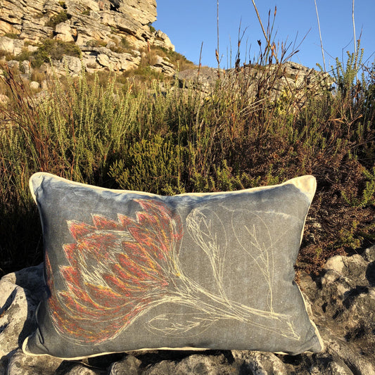 Large Petalled Protea Cushion Cover (Printed) - threads that bind us