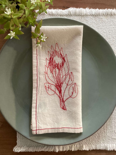 SALE Napkin Red Protea (COTTON)