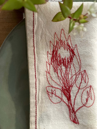 SALE Napkin Red Protea (COTTON)