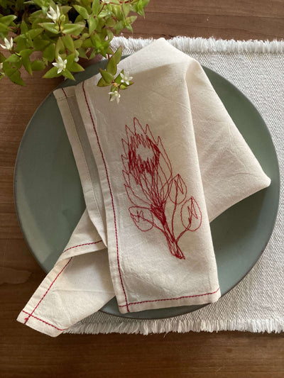 SALE Napkin Red Protea (COTTON)