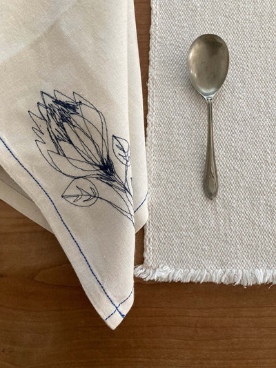 SALE Napkin Blue Protea Light HEMP (set of 4)