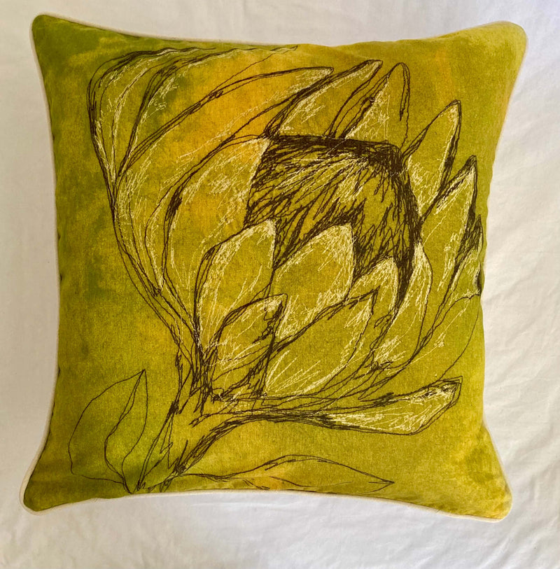 Chartreuse Protea Cushion Cover (Printed)