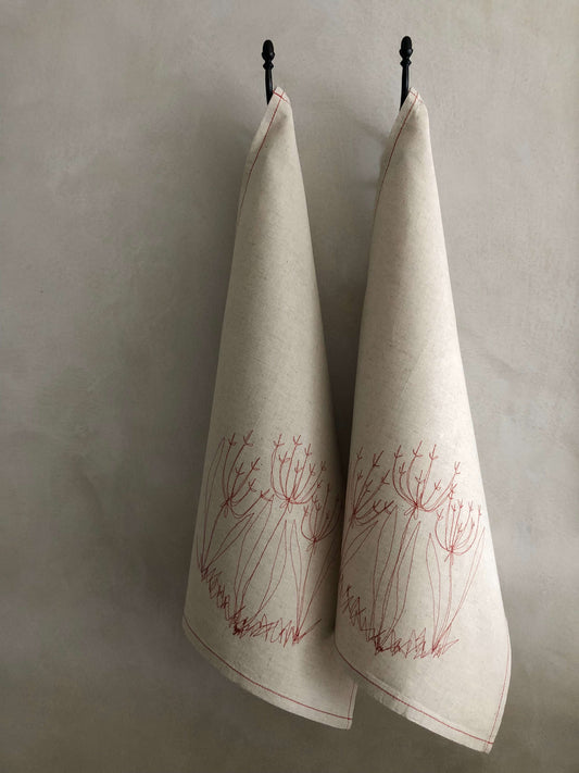 Hemp Fennel Flower Tea Towel / Hand Towel