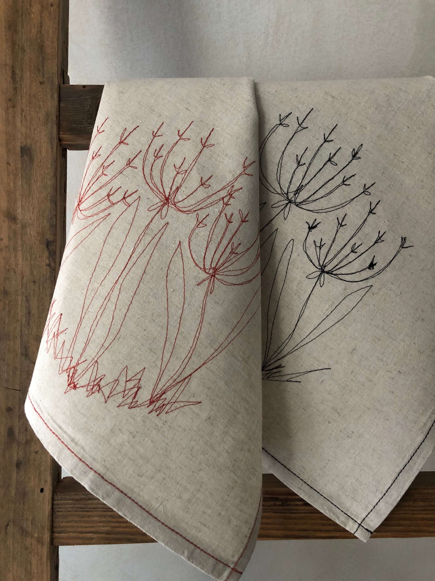 Hemp Fennel Flower Tea Towel / Hand Towel
