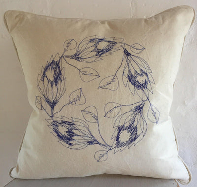 Protea Wreath Cushion Cover - threads that bind us