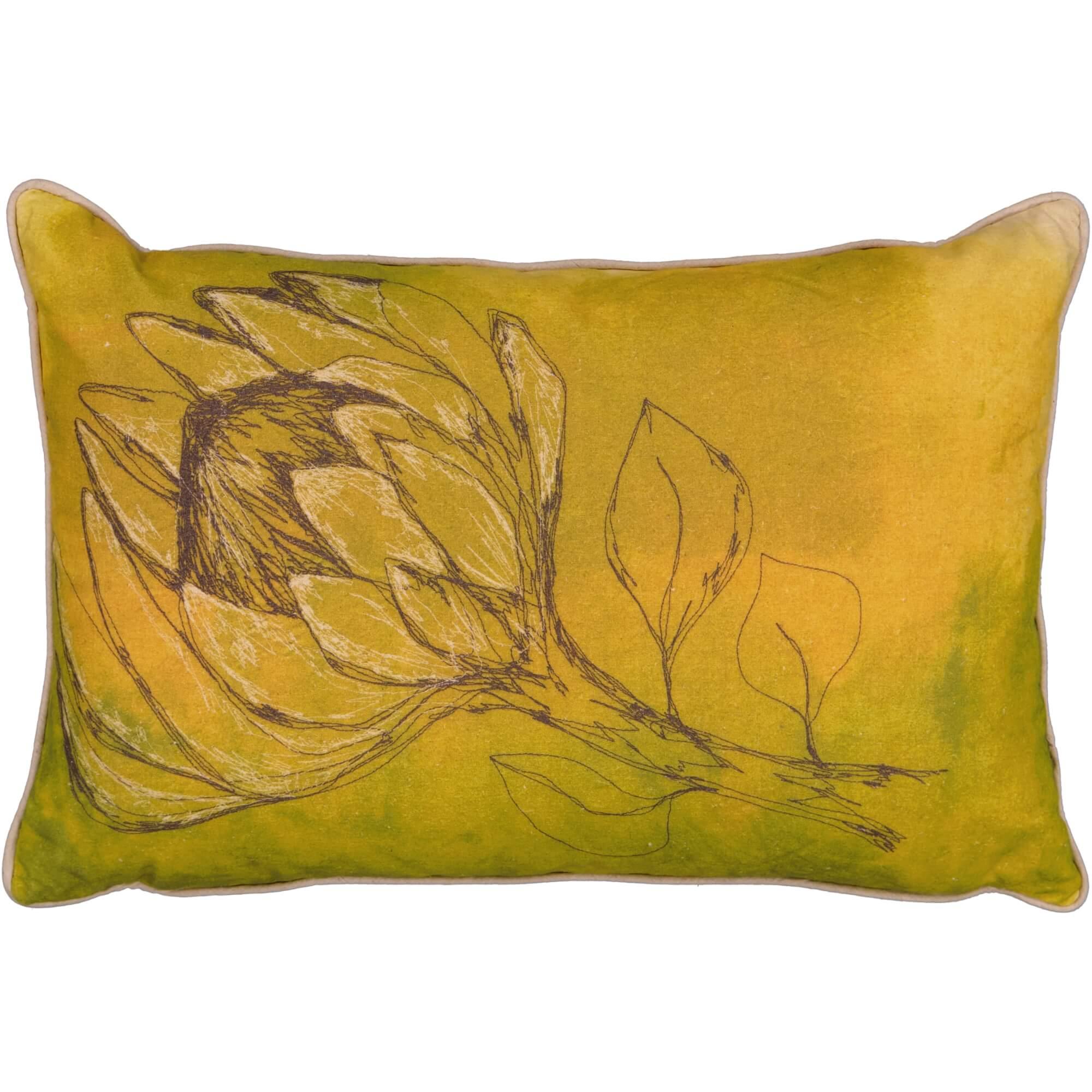 Chartreuse Protea Cushion Cover (Printed) - threads that bind us