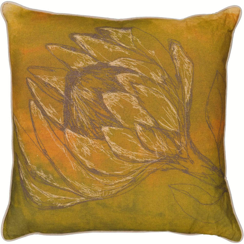 Chartreuse Protea Cushion Cover (Printed)