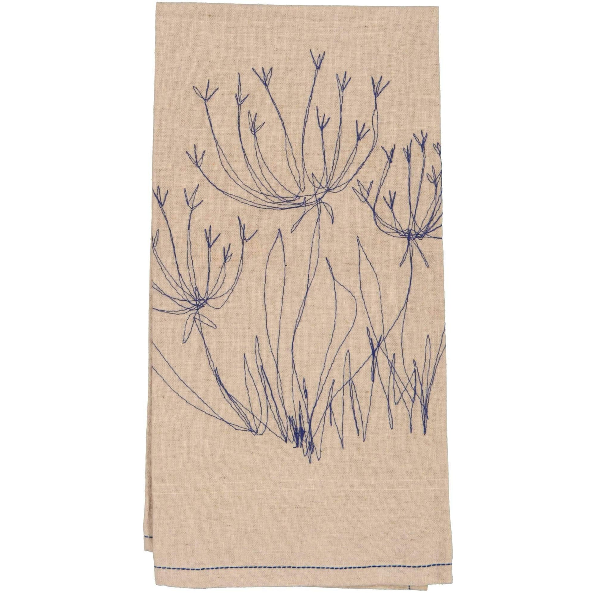 Hemp Fennel Flower Tea Towel / Hand Towel - threads that bind us