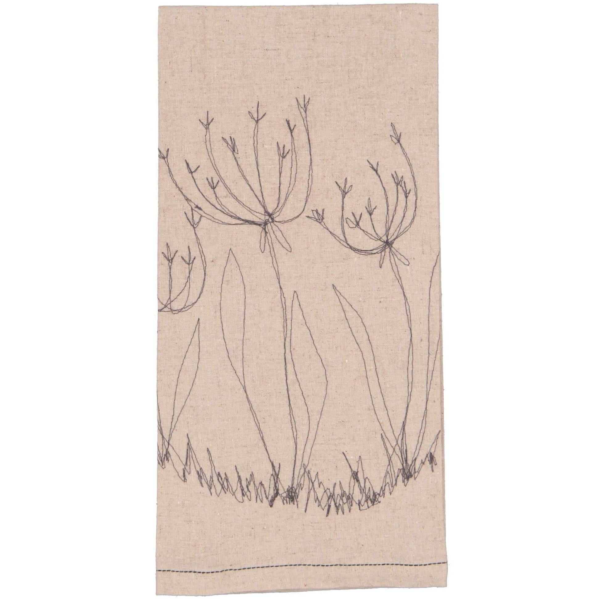 Hemp Fennel Flower Tea Towel / Hand Towel - threads that bind us