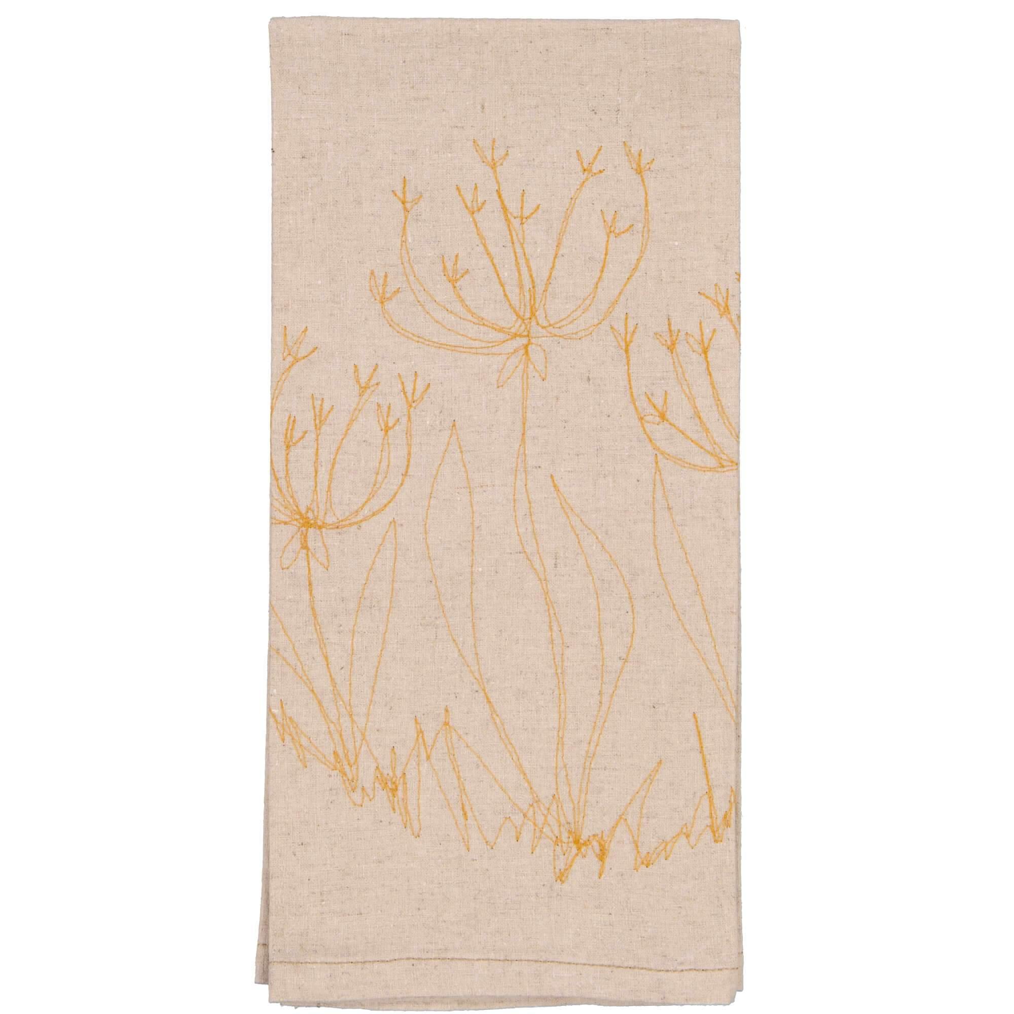 Hemp Fennel Flower Tea Towel / Hand Towel - threads that bind us