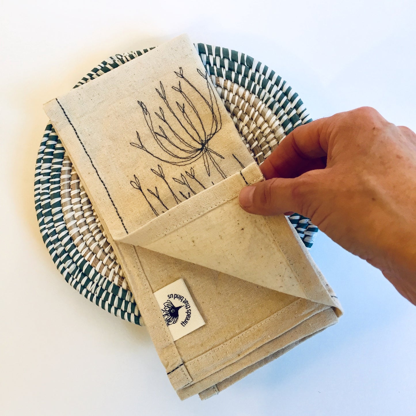 Hemp Fennel Flower Napkin (set of 4) - threads that bind us