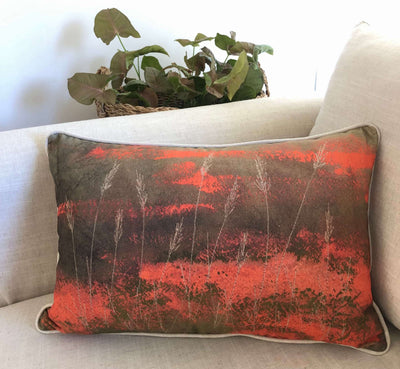 Bright Grasses (Coral Neon) Cushion Cover (Printed)