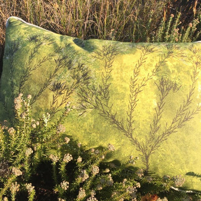 Chartreuse Metalasia Cushion Cover (Printed). Locally made home decor.