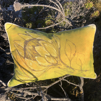 Chartreuse Protea Cushion Cover (Printed) - threads that bind us